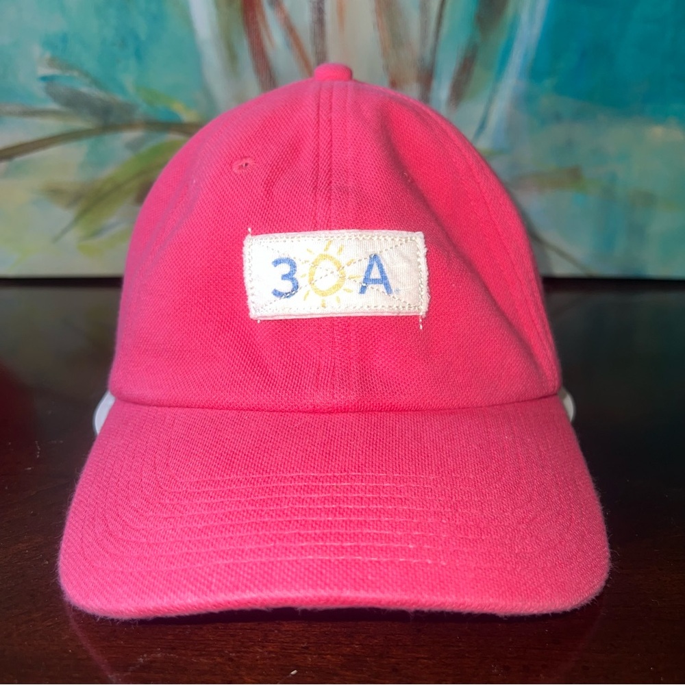 30A Womens Pink /Ivory Baseball Cap Hat Hoop & Look Adjustable Beach Vacation